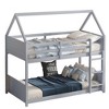 TiramisuBest Full Size House Floor Wooden Bed with Roof Frame Safety Guardrails Imaginative Playhouse Design for Kids Bedroom - 2 of 4