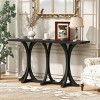 59.8" Farmhouse Entryway Console Table with Curved Legs and Oak Veneer Top, Narrow Accent Table for Living Room or Hallway -3irtyhousy - 2 of 4