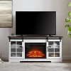 NicBex Fireplace TV Stand with 23"Electric Fireplace Insert Modern Sliding Glass Doors Media Entertainment Center for TV Up to 65",White - 2 of 4