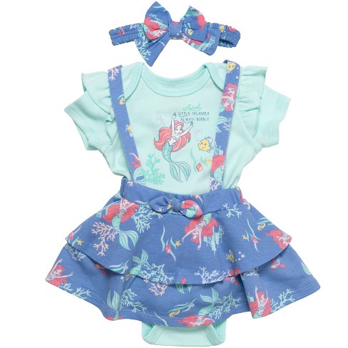 The Little Mermaid Ariel Infant Baby Girls French Terry And Headband 3 Piece Outfit Set Blue 24 Months : Target