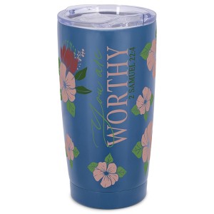 Elanze Designs 20 oz Stainless Steel On the Go Insulated Travel Tumbler With Push Top Lid, You Are Worthy Blue - 1 of 4