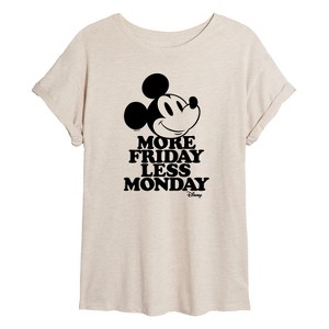 Women's - Disney - Mickey More Friday Less Monday Oversized Graphic T-Shirt - 1 of 4