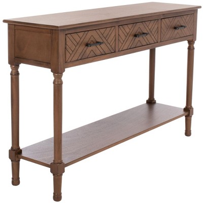 Peyton 51'' French Brown Wood & Metal Console Table with Storage