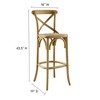 Modway Gear Bar Stool - X-Brace Back Elm Wood and Rattan Seat Industrial Bar Stool with Foot Pins and Rustic Finish - 2 of 4