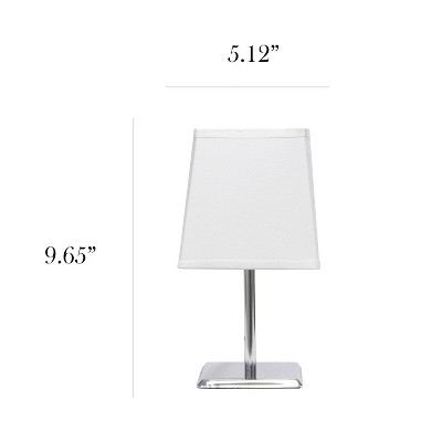 Mini Chrome Table Lamp with White Squared Fabric Shade