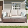 Buenhomino High Back Outdoor Wicker Patio Sofa with 5" Thick Cushion, All Weather Wicker Furniture 3-Seater Sofa Patio Couch for Porch - 2 of 4