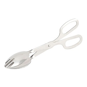Unique Bargains Metal Kitchen Stylish Convenient Food Tongs Silver Tone 1 Pc - 1 of 4