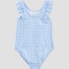Carter's Just One You&#174 Toddler Girls' Ruffle Gingham One Piece Swimsuit - Blue - 3 of 4