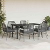 vidaXL Patio Dining Set with Cushions Garden Table and Chairs Poly Rattan Glass - 63" x 31.5" x 29.1" Black 6-Piece - 3 of 4