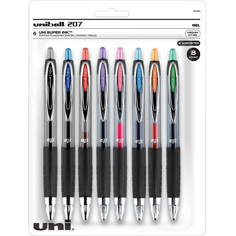 uni-ball 207 Retractable Gel Pens, 0.7 mm Medium Tip, Assorted Colors, Set of 8, 1 of 6