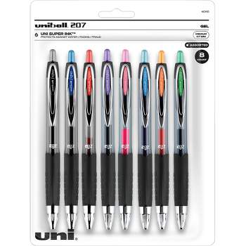 uni-ball 207 Retractable Gel Pens, 0.7 mm Medium Tip, Assorted Colors, Set of 8