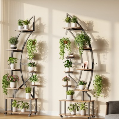 Garvee 6-Tiere Plant Stand with Grow Lights, Metal Plant Shelf with Wheels, Large Plant Shelf for Multiple Plants, 2 Pcs Plant Holder