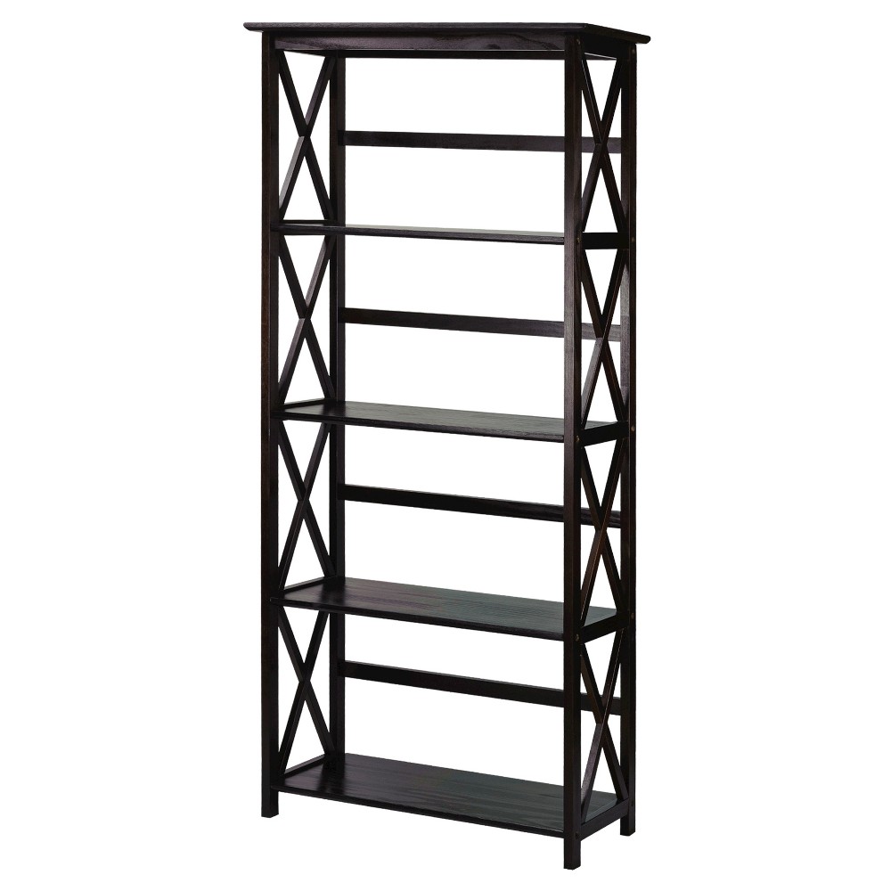 Photos - Garden & Outdoor Decoration 63" Montego 5 Shelf Bookcase Espresso - Flora Home: Solid Wood, Wall Mount