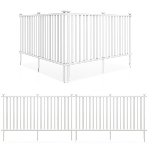 Tangkula 2PCS 80" x 39" Vinyl Picket Fence 2 No Dig Fence Panels for Soft Ground White - image 1 of 4