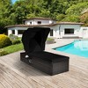 Tangkula Set of 2 Rattan Patio Chaise Lounge Chair W/ Adjustable Canopy Black Cushion - 4 of 4
