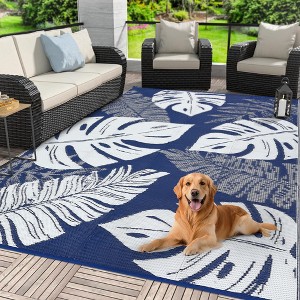 Outdoor Straw Plastic Rug, Lightweight Reversible Patio Rug, Folding Portable Deck Area Carpet, Large Floor Mat for Backyard Garden Camping Picnic - 1 of 4