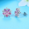 14K White Gold Pink Sapphire Flower Earrings - 2 of 4