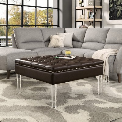 Inspired Home Coco PU Leather Cocktail Ottoman
