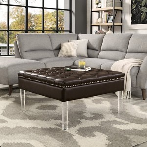 Inspired Home Coco PU Leather Cocktail Ottoman - 1 of 4