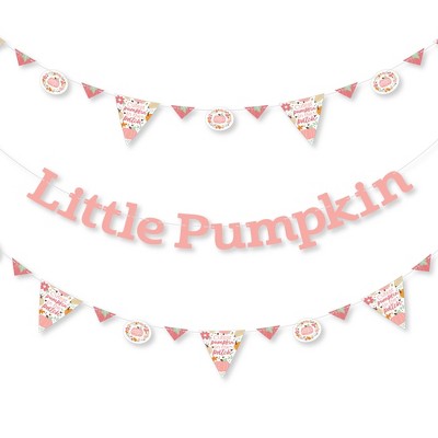 Big Dot of Happiness Girl Little Pumpkin - Fall Birthday Party or Baby Shower Letter Decoration - 36 Banner Cutouts and Little Pumpkin Banner Letters