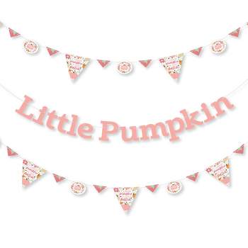 Big Dot of Happiness Girl Little Pumpkin - Fall Birthday Party or Baby Shower Letter Decoration - 36 Banner Cutouts and Little Pumpkin Banner Letters