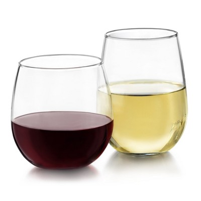 Libbey Clear Stemless 12-Piece Wine Glass Set for Red and White Wines
