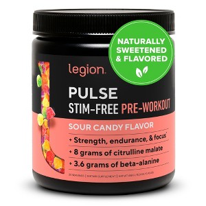 Legion Pulse Natural Pre-Workout Supplement Caffeine-Free - 20 Servings (Sour Candy) - 1 of 4