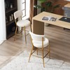 24"Set of 4 modern teddy fabric upholstered bar stools - Metal base high stool - Suitable for kitchen,Black+Golden - 3 of 4