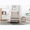 Okak Furry Rocking Accent Chair Living Room Chair with Wood Legs and Button-Tufted Upholstered Comfy Back Armchair for Bedroom Nursery Lounge - 2 of 4