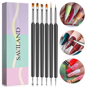 SAVILAND 6-Piece Double-End Nail Art Design Kit - Professional Dotting Tools & Painting Brushes for Gel Polish & French Manicure. - 1 of 4