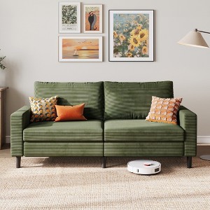 79'' Corduroy Loveseat Sofa – Adjustable Deep Seat Couch for Living Room, Bedroom, or Office - 1 of 4