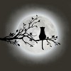 Junior's Design By Humans The Cat and The Moon By Maryedenoa T-Shirt - 2 of 3
