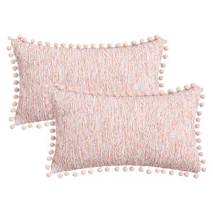 REGALWOVEN Fade-Resistant Chenille Boho Decorative with Pom-poms Throw Pillow Covers 2 Pcs - 1 of 4