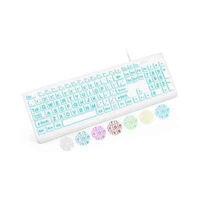 Evo Bytes White Large Print Backlit Wired Keyboard