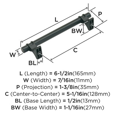 Matte Black Steel Bar Cabinet Pull with Mounting Hardware