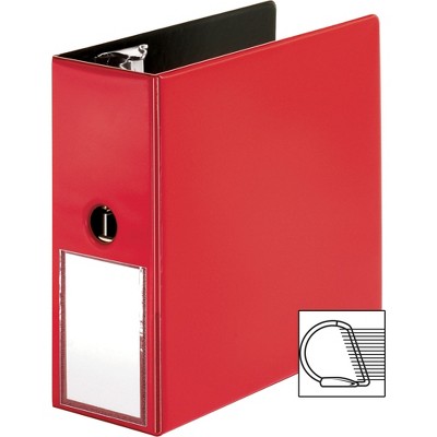 Business Source Slanted D-Ring Binder w/LH 5" Red 33124