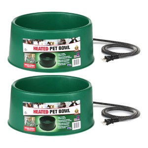 Farm Innovators P-60 1.5 Gallon Electric Heated Pet Water Bowl with Thermostatic Control and Anti Chew Cord Protector, 60 Watt, Green (2 Pack) - 1 of 4