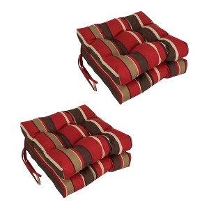 Blazing Needles, 16-inch Spun Polyester Patterned Outdoor Square Tufted Chair Cushions (Set of 4) - 1 of 2