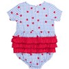 RuffleButts Baby Girls Knit Short Sleeve Bow Bubble Romper - 2 of 4
