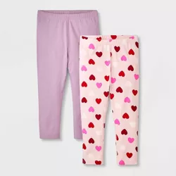 Girls' 2pk Adaptive Valentine's Day Capri Leggings - Cat & Jack™ Light Pink/Dusty Violet