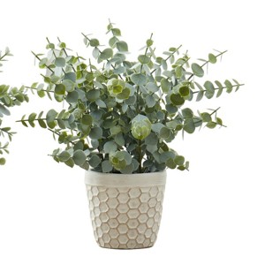 GlasFlength Artificial Plants Small Fake Plants Artificial Grass Plants Faux Plants for Indoor Home Table Decor, Green, 11.5"*11.5"*12.5" - 1 of 4