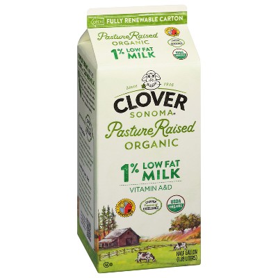 Clover Sonoma Fresh Organic Pastured Raised 1% Milk - 0.5gal
