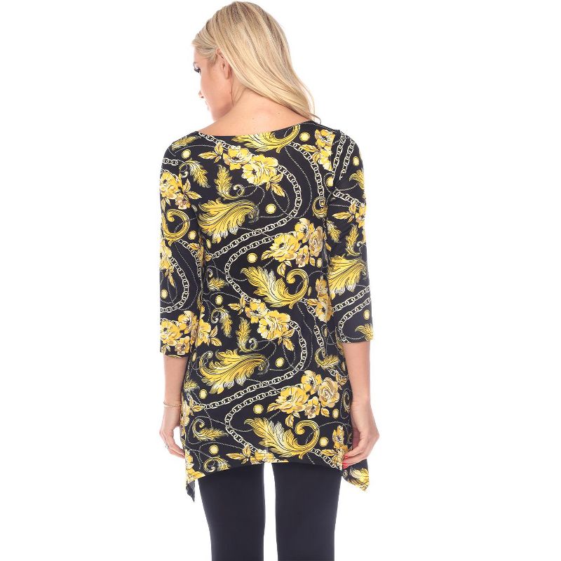 Women's Floral Chain Printed Tunic Top with Pockets - White Mark, 3 of 4