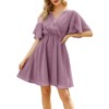 Coolmee Women's Summer Floral Sundress Short Sleeve Wrap V Neck A-Line Midi Dress - 2 of 4
