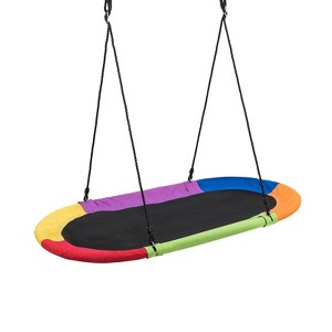 Gymax 60Inch Adjustable Oval Saucer Tree Swing for Kids Outdoor Giant Platform w/ 700 lbs Capacity for Backyard Multi-color/Blue - 1 of 4