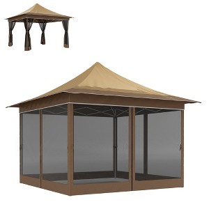 Aghana Digitals Brown 12x12ft Pop Up Canopy Tent with Mesh Screens, UPF50+ Sun Protection & - 1 of 4