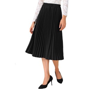 INSPIRE CHIC Women's Pleated Elastic High Waist A-Line Swing Casual Flowy Midi Skirts - 1 of 4