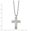 Black Bow Jewelry Titanium & Stainless Steel Brushed & Polished Cross Necklace, 22 Inch - 3 of 4