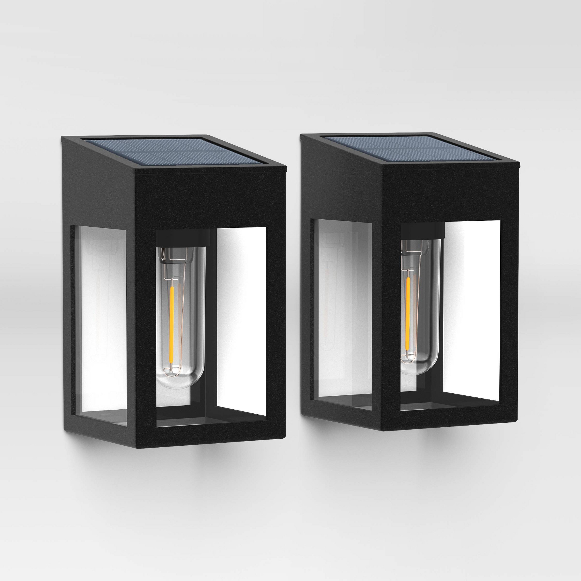 2pk Vintage Solar LED Outdoor Deck Lights Matte Black - Threshold™