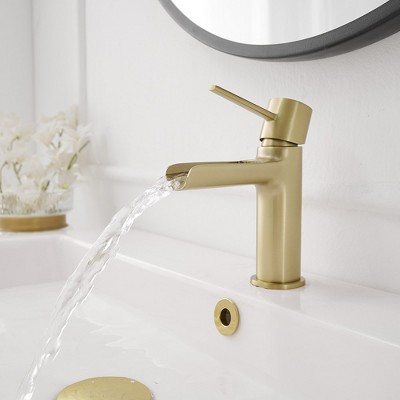 BWE Waterfall Single Handle Single Hole Bathroom Faucet Bathroom Drip-Free Lavatory RV Sink Faucet